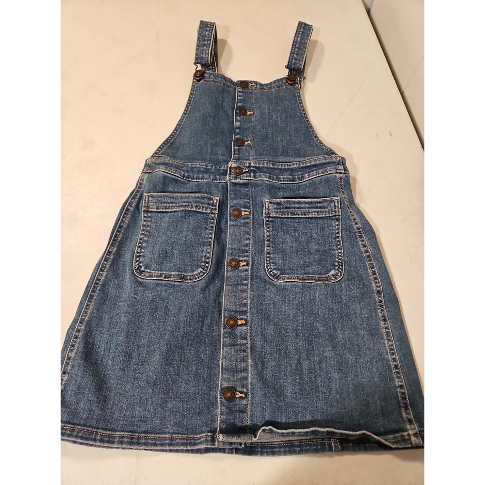 American Eagle Denim Overall Dress Small Button-U Super Stretch Skirtall (1940
